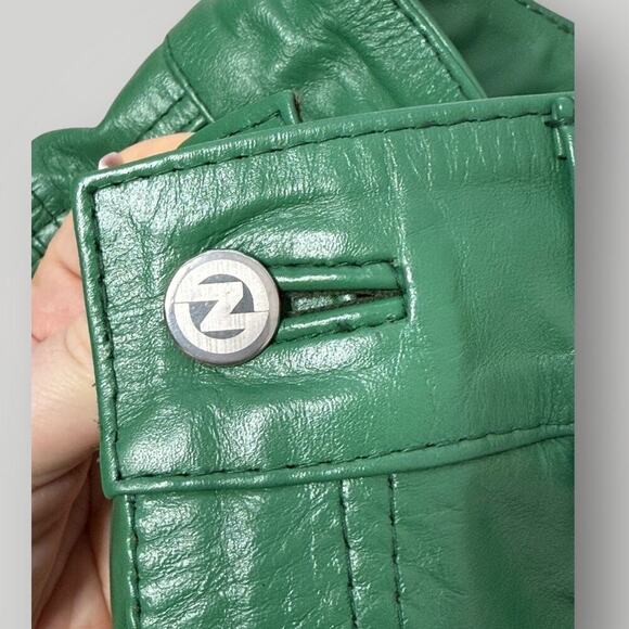 NYRVA Green Genuine Leather Flare Pants Size 28 High Waist Retro Y2K- L34 - Picture 4 of 11